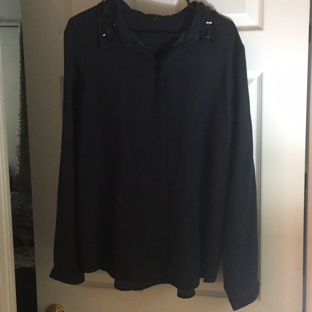 Worn once, navy button long sleeve Ann Taylor